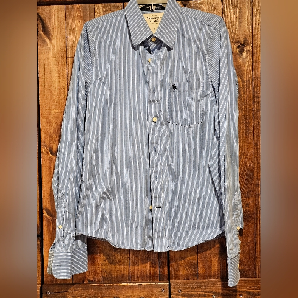 Abercrombie & Fitch Blue Pinstripe Button Down Shirt